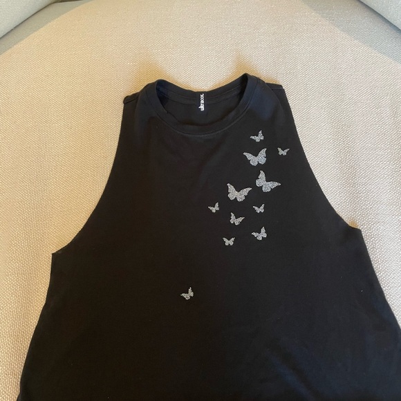 NWT Ultracor Black Embellished Crop Muscle Tee - Picture 2 of 7
